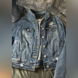 Blue ripped Jean jacket